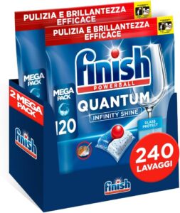 Finish Quantum Infinity Shine: pastiglie lavastoviglie per una pulizia profonda e piatti brillanti