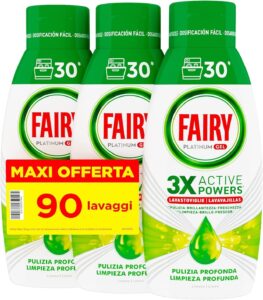 Fairy Detersivo Lavastoviglie Gel Liquido, 90 Lavaggi, Platinum Limone - Confezione da 3 Bottiglie