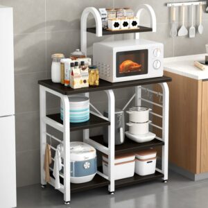 SogesHome Scaffale da Cucina nero, supporto per forno a microonde con ripiani regolabili, ideale per organizzare la tua cucina