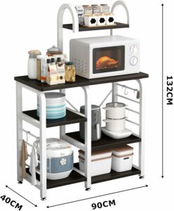 SogesHome Scaffale da Cucina nero, supporto per forno a microonde con ripiani regolabili, ideale per organizzare la tua cucina