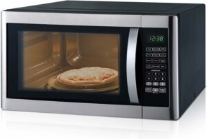 SMETA Microonde 42L Forno a Microonde con Grill, nero e argento, con piatto girevole in vetro e funzione di scongelamento