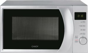 Forno a microonde Candy CMG2071DS con grill, 20 litri, 700 W in argento, ideale per cucinare velocemente e con funzionalità avanzate.