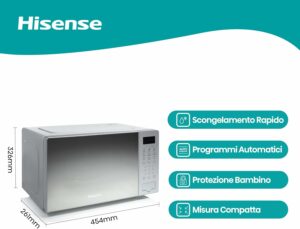 Forno microonde Hisense H20MOMS4 con display LED e finitura specchio, perfetto per la cucina moderna