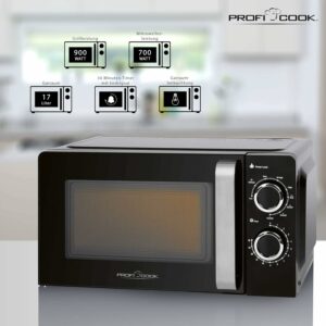 Forno a microonde ProfiCook PC-MWG 1208 con grill, 700 Watt, 6 livelli di potenza e timer da 30 minuti.