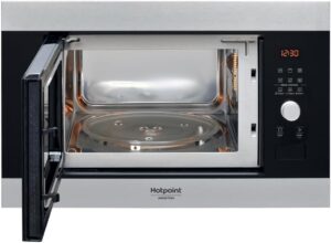 Microonde da incasso Hotpoint MF25G IX HA in colore inox, ideale per ogni cucina moderna