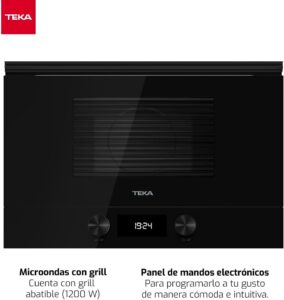 Microonde TEKA ML 8220 BIS L con funzione grill, design elegante in vetro nero e capacità di 22 litri.