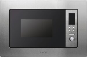 Microonde integrato Candy MIG1730DX con grill, display digitale rosso e design in acciaio inox anti-impronte