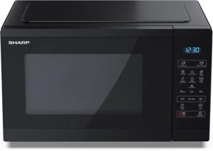 SHARP YC-MS252AE-B - Forno a microonde nero, 900 W, 11 livelli di potenza, funzione scongelamento