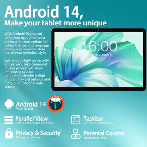 Tablet 10 Pollici Android 14 con tastiera e mouse, 22 GB RAM, memoria espandibile fino a 1 TB  