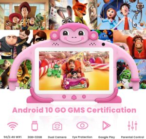 Tablet per bambini Android 7 pollici con custodia protettiva e schermo luminoso, perfetto per l'apprendimento e l'intrattenimento.