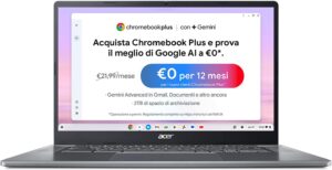 Acer Chromebook Plus 515 CB515-2H-38J3 con display FHD IPS e processore Intel Core i3  