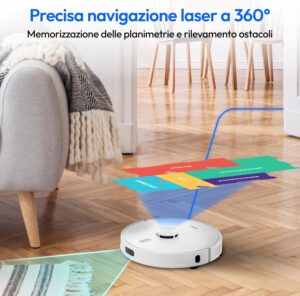 MEDION Aspirapolvere Robot X41 SW con navigazione laser e potente aspirazione di 8000Pa