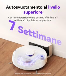 Immagine del NARWAL Freo X Plus Robot Aspirapolvere in azione, mentre aspira e lava i pavimenti, con design elegante e funzionalità avanzate come la navigazione LiDAR.