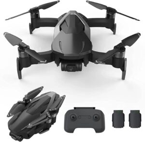 Drone con fotocamera 4K, motore brushless e GPS, ideale per riprese aeree professionali e amatoriali.