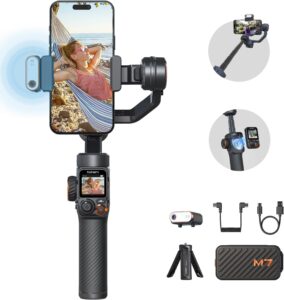 Hohem iSteady M7 Stabilizzatore per Smartphone con Tracker AI, Luce RGB e Telecomando Tattile