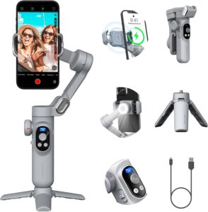 Stabilizzatore cardanico professionale AOCHUAN SMART X Pro per smartphone con schermo OLED e stabilizzazione a 3 assi, compatibile con iPhone 15, 14, 13, 12, 11 Pro/Max e Galaxy S23.