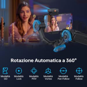 Stabilizzatore Zhiyun Smooth-5S AI Combo con AI Tracker e treppiede per riprese video professionali