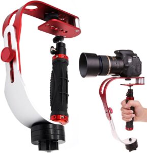 Stabilizzatore video AFUNTA Pro, compatibile con GoPro, Canon, Nikon e DSLR fino a 0.95 kg, in rosso, argento e nero