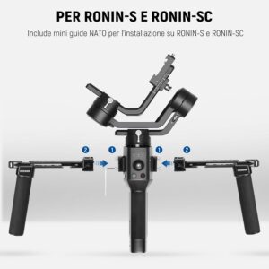 Neewer Doppia Impugnatura Compatibile con DJI Gimbal, con mini guide NATO e morsetti a sgancio rapido, per un maggiore controllo nelle riprese video