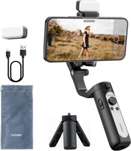 HoHem Smartphone Gimbal iSteady XE Kit Stabilizzatore per telefoni cellulari a 3 assi, luce di riempimento per vlog e registrazioni video, compatibile con iPhone 14, 13 Pro Max e Android