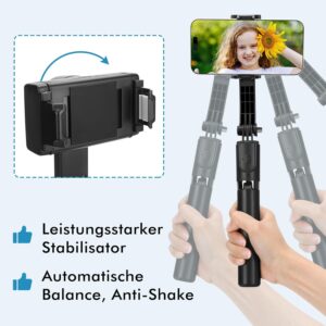 Smartphone Cellulare Stabilizzatore Gimbal Selfie Stick Treppiede Bluetooth con telecomando per video stabili, selfie e live streaming