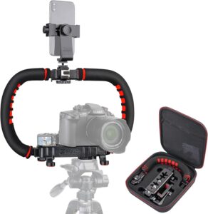 Zeadio Fotocamera Smartphone Stabilizzatore, ideale per ottenere riprese stabili con DSLR, iPhone e Android. Maniglia pieghevole e design pratico.