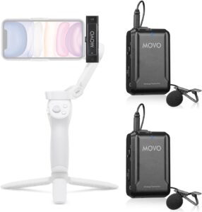 Movo Edge-DI Wireless Lavalier per iPhone, microfono compatto ideale per vlogging, riprese e insegnanti, compatibile con DJI Osmo OM 4