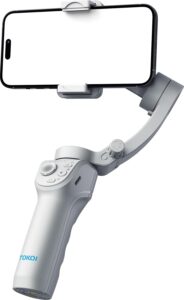 Gimbal stabilizzatore per smartphone con luce regolabile e cavalletto pieghevole