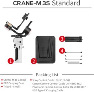 Zhiyun Crane M3S Gimbal portatile stabilizzatore a 3-assi per fotocamere mirrorless, smartphone e telecamere d'azione