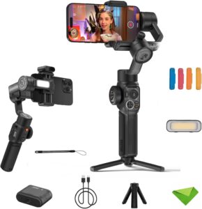 Zhiyun Smooth 5S AI Pro Stabilizzatore cardanico per smartphone, Gimbal a 3 assi con tracciamento AI per iPhone e dispositivi Android.