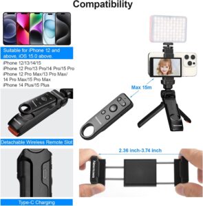 Newmowa Treppiede Remoto per Telefono con telecomando staccabile, compatibile con iPhone 12 e modelli superiori