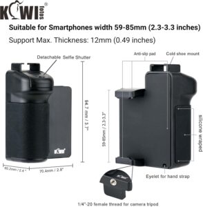 KIWIFOTOS HG-BT1 Impugnatura per Smartphone con comando remoto wireless, ideale per iPhone e dispositivi Android