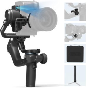 Feiyu SCORP2 KIT stabilizzatore 3 assi per fotocamera DSLR/Mirrorless, con tracker AI, riprese verticali e asta di prolunga