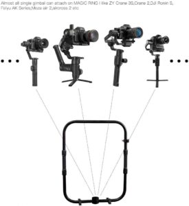 DF Digitalfoto Magic Ring Impugnatura Universale per ZHIYUN Crane 3S, DJI Ronin S, MOZA Air 2 – Impugnatura doppia per manubrio, stabilizzatore compatibile