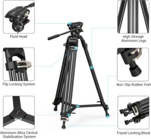 Treppiede SmallRig Video in lega di alluminio con piastra a sgancio rapido, ideale per DJI RS 2/RS3 e Manfrotto, carico massimo 17,6 libbre.