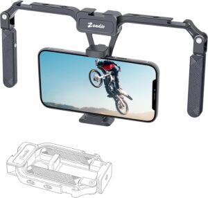 Zeadio Stabilizzatore per smartphone, supporto video pieghevole in alluminio per video stabili con iPhone e Android