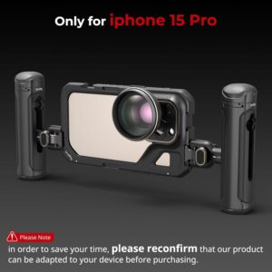 SMALLRIG Kit Gabbia per Telefono Portatile Doppia per iPhone 15 Pro con impugnatura QR wireless  