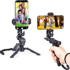 Zeadio Mini kit treppiede per cellulare, supporto da tavolo, stabilizzatore compatibile con smartphone iPhone e Android