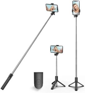 Treppiede PINHEN per selfie stick stabile con telecomando Bluetooth rimovibile, compatibile con iPhone 15 Pro Max, 15 Plus, 14, 13, Samsung, LG e Google Smartphone.