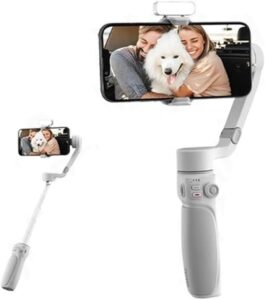 Stabilizzatore per smartphone a 3 assi per riprese stabili e professionali, compatibile con iPhone 15 Pro Max, Xiaomi, Huawei e Samsung