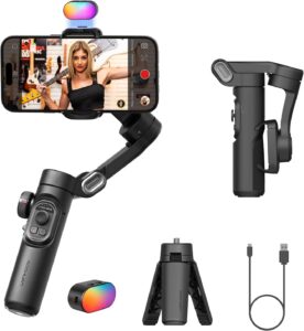 Gimbal smartphone iPhone Video AOCHUAN Smart XE Kit con stabilizzazione a 3 assi, ideale per TikTok, YouTube e vlog