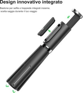 ATUMTEK Bastone Selfie Treppiede 3 in 1 con Rotazione a 360° e Telecomando Senza Fili per iPhone e Samsung