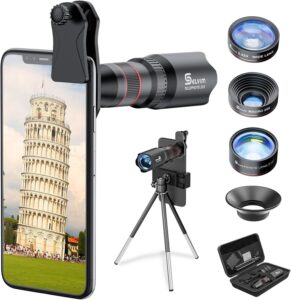 Selvim Kit Obbiettivi Smartphone Macro 25x con lenti Blu-Ray e accessori inclusi