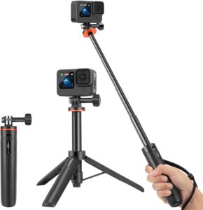 Vkesen Bastone Selfie con Mini Treppiede, compatibile con GoPro, DJI Osmo Action e Insta360 per riprese stabili e versatili.