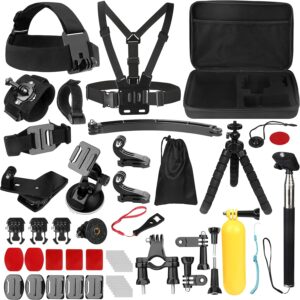 Kit Accessori per Action Cam Bonvvie 50-in-1 compatibile con vari modelli di fotocamere sportive