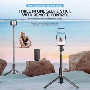 Telesin 3-in-1 Selfie Stick Treppiede con Telecomando Bluetooth, rotazione a 360° e compatibile con GoPro, iPhone, Samsung