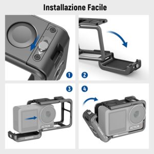 Neewer Action 4 Gabbia Fotocamera con supporto magnetico per Osmo Action 4 e DJI Mic, ideale per videomaker