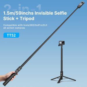 ULANZI Treppiede per selfie stick 150 cm compatibile con Insta360, DJI e altre action cam