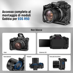 Neewer R50 Gabbia per Fotocamera Compatibile con Canon EOS R50, Video Rig in Alluminio, con Slitta Fredda e Guida NATO