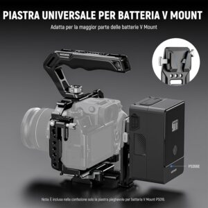 NEEWER Piastra per Batteria V Mount compatibile con Gimbal RS4 Pro, RS3 Pro e fotocamere DSLR con base tipo Arca e guide NATO.